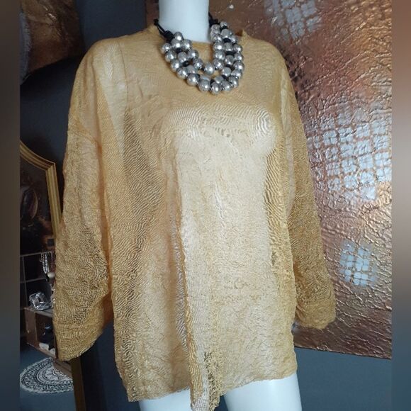 NWT Zara Elegant Gold Sheer Women's Top - Picture 1 of 16